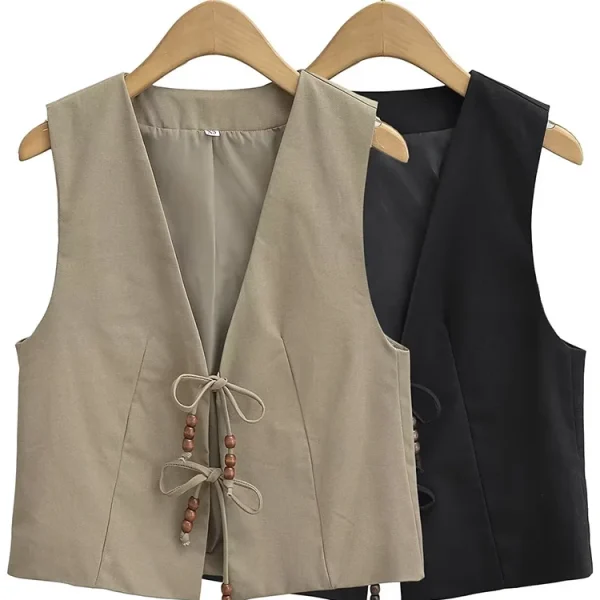 Women’s Beaded Lace Up Vest