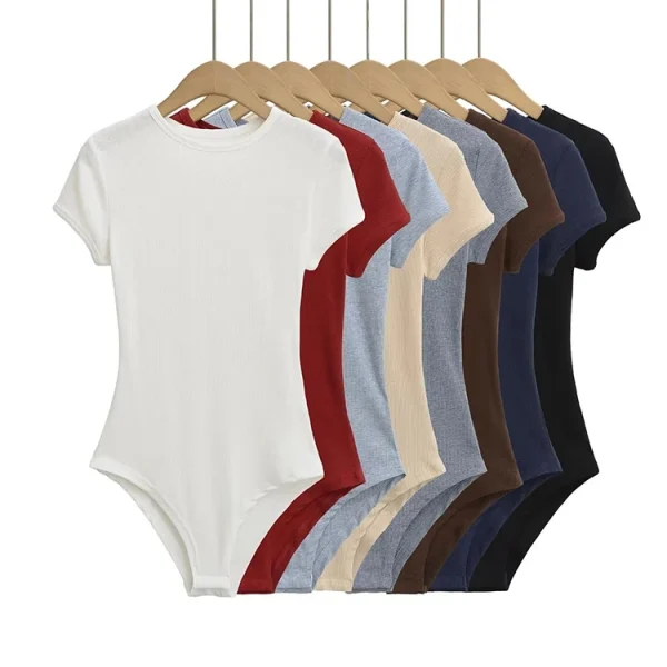 Women’s Basic Short Sleeve Rib Knit Bodysuit