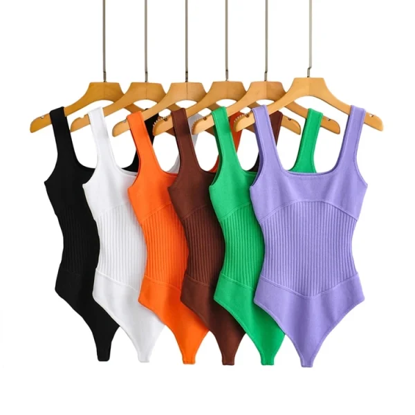 Women’s V-Neck Sleeveless Backless Knit Bodysuit