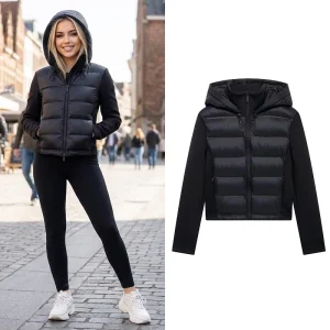 Willshela Women Fashion Black Front Zipper Jackets Coats Vintage Hooded Neck Long Sleeves Female Chic Lady Outfits