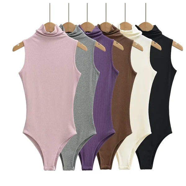 Women’s Sleeveless Turtleneck Rib Knit Bodysuit